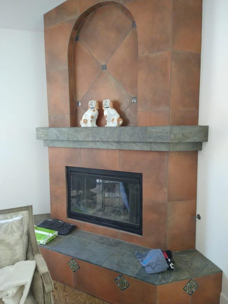 Fireplace before: orange tile